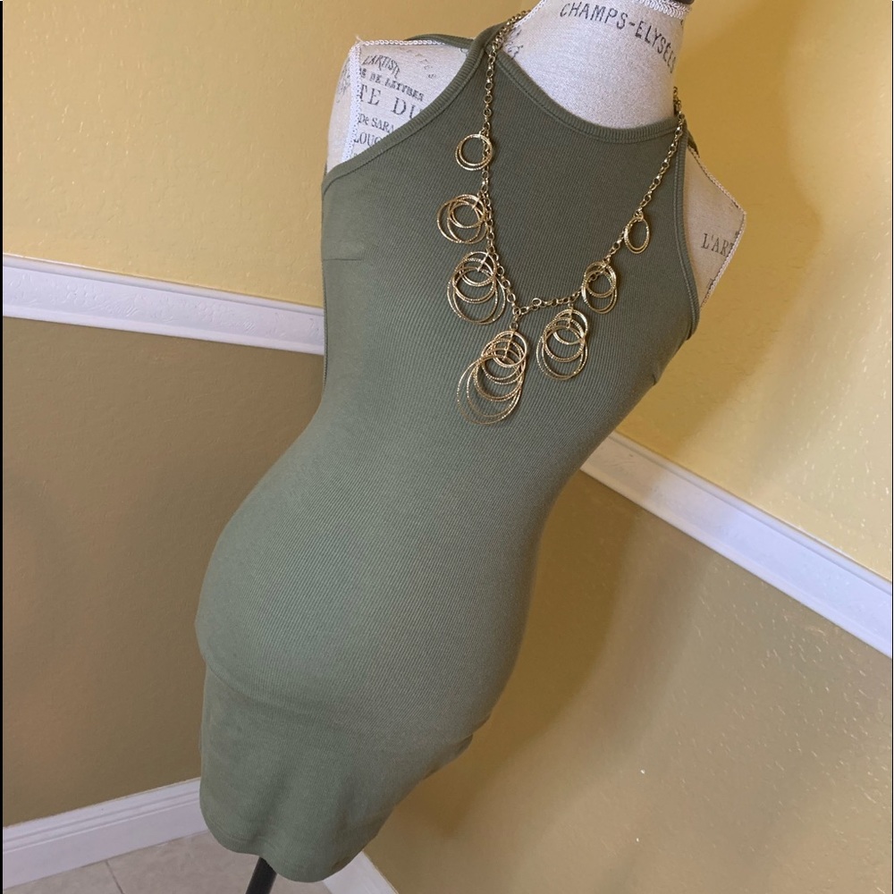 Signature 8 Olive Green Open Back Dress